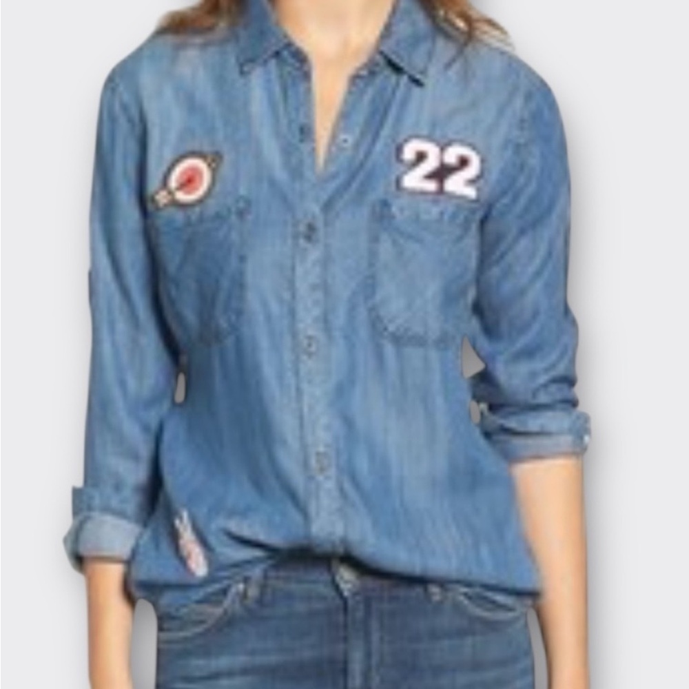 Rails Carter Blue Chambray Patchwork Dark Vintage… - image 2